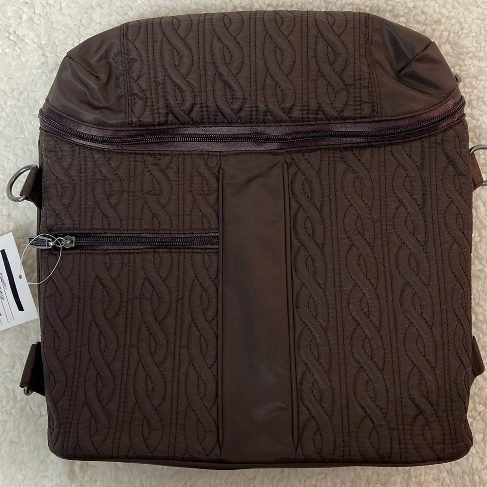 Baggallini Quilted Captivate Backpack Messenger Sholder Bag - Dark Brown NWOT